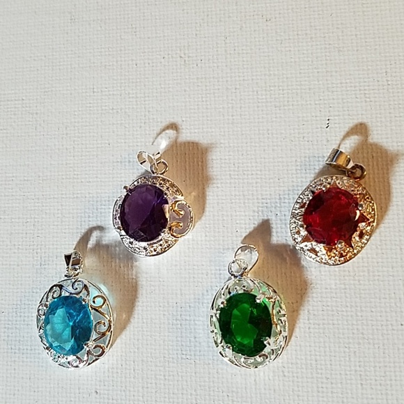 Rhinestone & Faux Precious Stone Silver Charm Set of 15 - Picture 1 of 7
